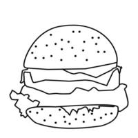 hamburger icona nel piatto stile. Hamburger icona su bianca isolato sfondo. hamburger al formaggio attività commerciale concetto. vettore