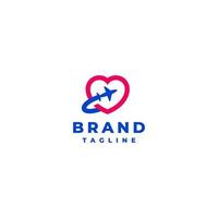 semplice logo design aereo e cuore simbolo. romantico viaggio logo design con aereo icona cerchiato cuore simbolo. vettore