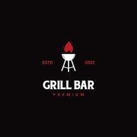 barbecue ristorante logo design vintage, modello logo bar grill, logo grill bar isolato vettore