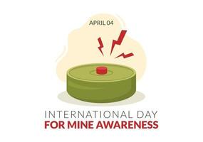 internazionale il mio consapevolezza giorno su aprile 04 illustrazione con fare non passo su mine antiuomo per ragnatela bandiera nel piatto cartone animato mano disegnato modelli vettore