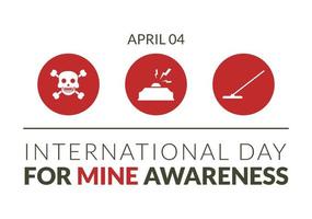 internazionale il mio consapevolezza giorno su aprile 04 illustrazione con fare non passo su mine antiuomo per ragnatela bandiera nel piatto cartone animato mano disegnato modelli vettore