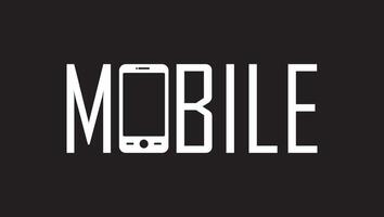 mobile marchio di parole logo, mobile icona logo vettore