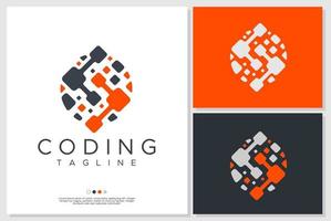 moderno codice logo design. codifica simbolo logo modello. vettore