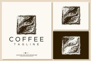 caffè fagiolo logo design modello. caffè grunge logo design vettore