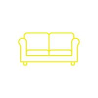 eps10 giallo vettore linea arte divano astratto icona o logo isolato su bianca sfondo. vivente camera mobilia schema simbolo nel un' semplice piatto di moda moderno stile per il tuo sito web disegno, e mobile App