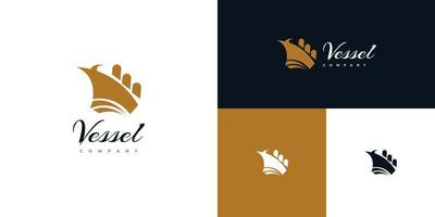 elegante e lusso nave logo design. nave, crociera, o yacht logo per viaggio e turismo industria logo vettore