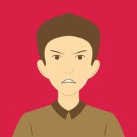 avatar di giovane uomo con arrabbiato viso espressione. piatto vettore illustrazione