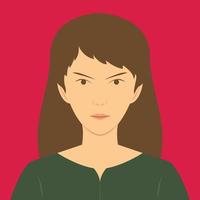 avatar di giovane donna con arrabbiato viso. piatto vettore illustrazione