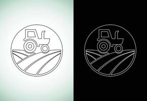 trattore o azienda agricola linea arte stile logo disegno, adatto per qualunque attività commerciale relazionato per agricoltura industrie. vettore