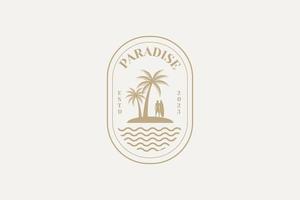 vettore logo design modello con palma albero - astratto estate e vacanza distintivo e emblema