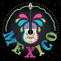 Viva Messico manifesto con colorato chitarra vettore