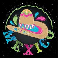 Viva Messico manifesto con tradizionale cappello vettore