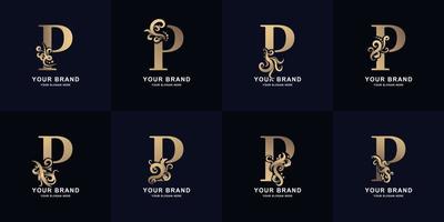 collezione lettera p logo con lusso ornamento design vettore