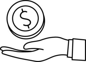 i soldi moneta mano compensazione profitto finanziario attività commerciale commercio elemento illustrazione linea con bianca colorato vettore