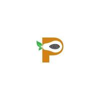 lettera p con papaia vettore