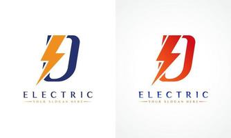 d lettera logo con fulmine tuono bullone vettore design. elettrico bullone lettera d logo vettore illustrazione.