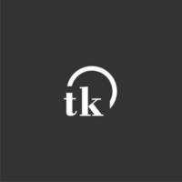 tk iniziale monogramma logo con creativo cerchio linea design vettore