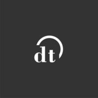 dt iniziale monogramma logo con creativo cerchio linea design vettore