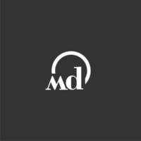 md iniziale monogramma logo con creativo cerchio linea design vettore