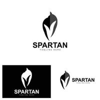 spartano logo, guerra casco completo da uomo vettore, barbaro armatura icona, vichingo, Palestra in forma disegno, fitness vettore