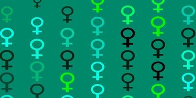sfondo vettoriale verde chiaro con simboli di potere della donna.