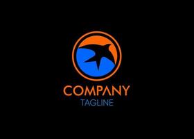 semplice ingoiare uccello volante nel cerchio colore arancia e blu, Questo è Perfetto logo per il tuo spedizione azienda o marca vettore