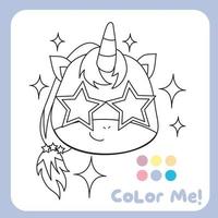 unicorno colorazione foglio di lavoro pagina. colorazione attività per bambini. carino unicorno illustrazione. vettore schema per colorazione.