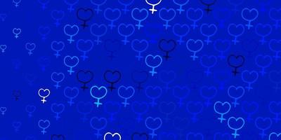texture vettoriale blu chiaro con simboli dei diritti delle donne.