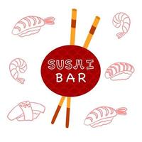 Sushi bar pubblicizzare bandiera con piazza composizione e bianca sfondo. vettore