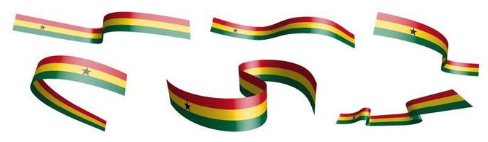 impostato di vacanza nastri. Ghana bandiera agitando nel vento. separazione in inferiore e superiore strati. design elemento. vettore su bianca sfondo
