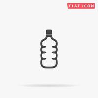 plastica acqua bottiglia. semplice piatto nero simbolo con ombra su bianca sfondo. vettore illustrazione pittogramma