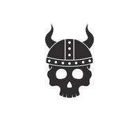 vichingo cranio con casco logo vettore icona illustrazione