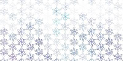 modello di doodle vettoriale azzurro con fiori.