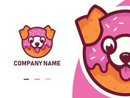 premio qualità isolato carino ciambella cane portafortuna logo design modello vettore