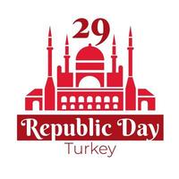 festa della repubblica della turchia con stile piatto moschea blu vettore