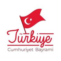 Festa della Repubblica della Turchia con bandiera della Turchia in stile piatto pole vettore