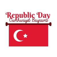 festa della repubblica della Turchia con appeso stile piatto bandiera della Turchia vettore