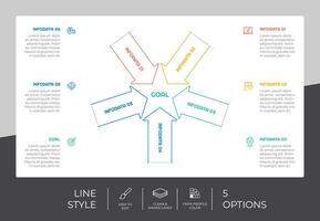 freccia processi Infografica vettore design con 5 passaggi colorato stile per presentazione scopo.linea passo Infografica può essere Usato per attività commerciale e marketing