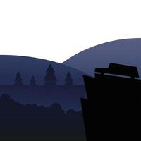 silhouette auto sulla montagna di fronte al disegno vettoriale del paesaggio