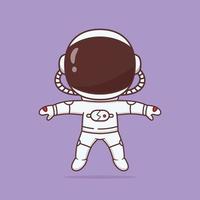 carino poco astronauta galleggiante cartone animato illustrazione vettore
