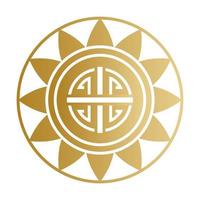 simbolo cinese timbro sigillo oro disegno vettoriale