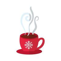 buon natale tazza con icona di stile piatto fiocco di neve vettore