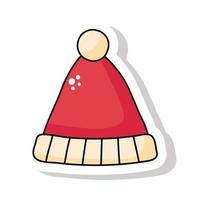 buon natale santa hat sticker icon vettore