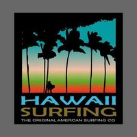 vettore illustrazione su il tema di Surf e fare surf nel Hawaii. Vintage ▾ design. tipografia, maglietta grafica, manifesto, striscione, volantino, Stampa, cartolina