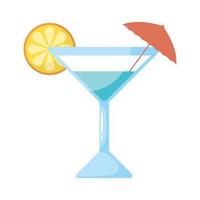 tazza da cocktail tropicale con icona di stile piatto ombrello vettore