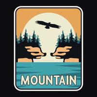 montagna all'aperto avventura etichetta vettore illustrazione retrò Vintage ▾ distintivo etichetta e maglietta design