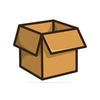 cartone scatole lato Visualizza vettore illustrazione. attività commerciale e carico oggetto icona concetto. consegna carico Aperto scatole vettore design con ombra. vuoto Aperto e cartone scatola icona design.