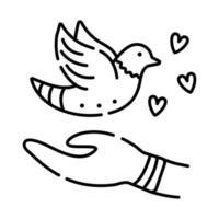 colomba di pace nero linea illustrazione vettore