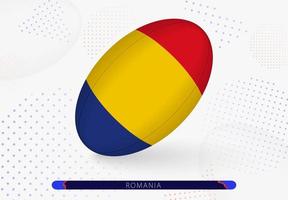 Rugby palla con il bandiera di Romania su esso. attrezzatura per Rugby squadra di Romania. vettore