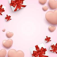 san valentino giorno manifesto sfondo con realistico cuore e regalo scatola vettore